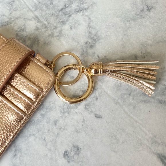 Faux Leather Credit Card Clutch Rose Gold NEW - Picture 3 of 6